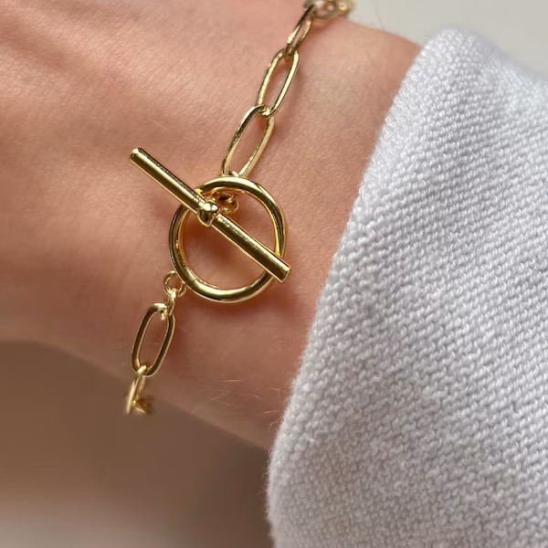 Gold Filled Paperclip Toggle Bracelet